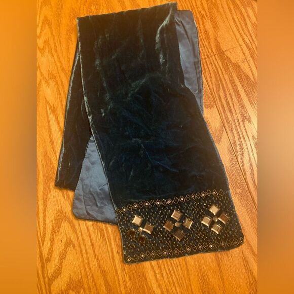 TEAL Velvet Scarf with Metal Accents - Picture 3 of 13